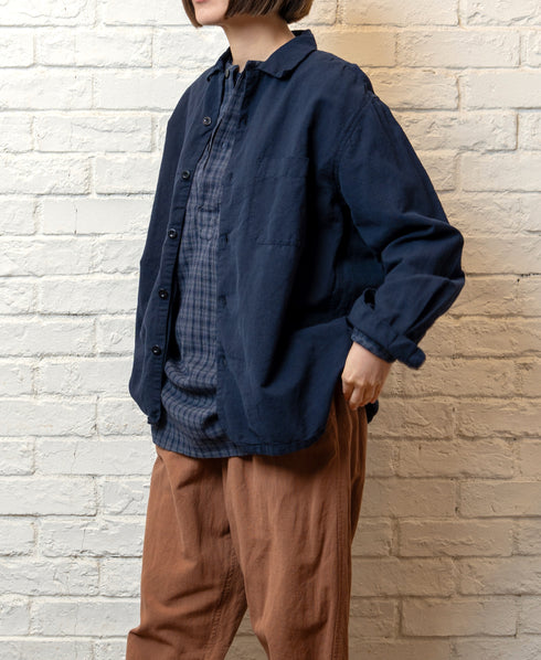INHT2512CLD COTTON LINEN PLAIN OVERDYE ONE-UP COLLAR SHIRT