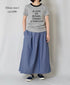 INAM2624CB DOBIE CHAMBRAY WASH PLEATED EASY SKIRT WITH LINING