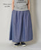 INAM2624CB DOBIE CHAMBRAY WASH PLEATED EASY SKIRT WITH LINING