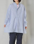 INAM2632S SEERSUCKER STRIPE WASH WORK GATHERED SHIRT