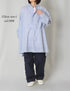 INAM2632S SEERSUCKER STRIPE WASH WORK GATHERED SHIRT