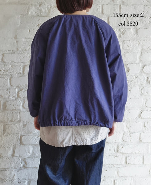 NMDS24633D 40s ORGANIC POPLIN OVERDYE RAGLAN STRING JACKET