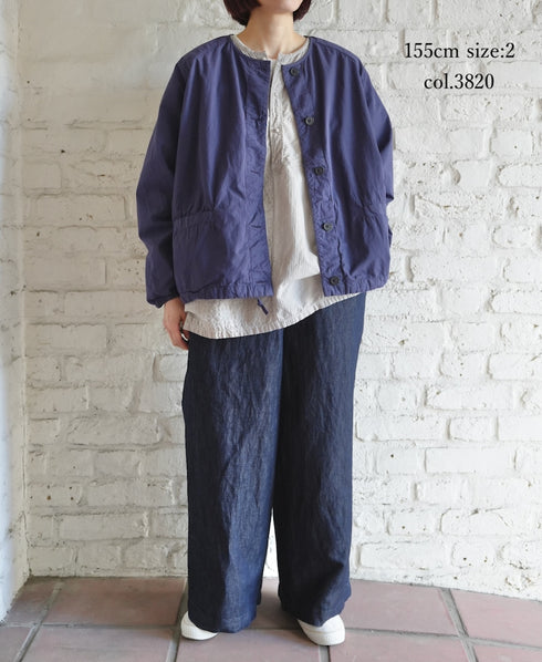 NMDS24633D 40s ORGANIC POPLIN OVERDYE RAGLAN STRING JACKET