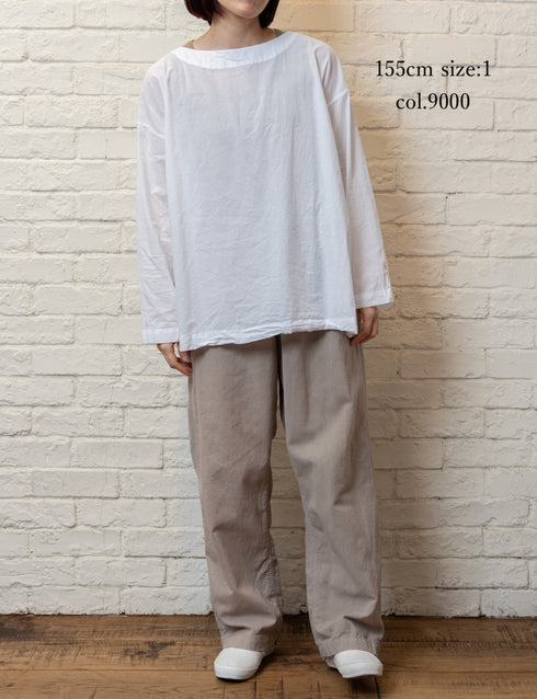 INAM2623 60s COTTON LAWN WASH BOAT NECK SMOCK