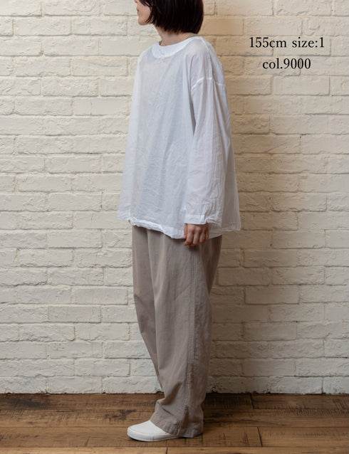 INAM2623 60s COTTON LAWN WASH BOAT NECK SMOCK