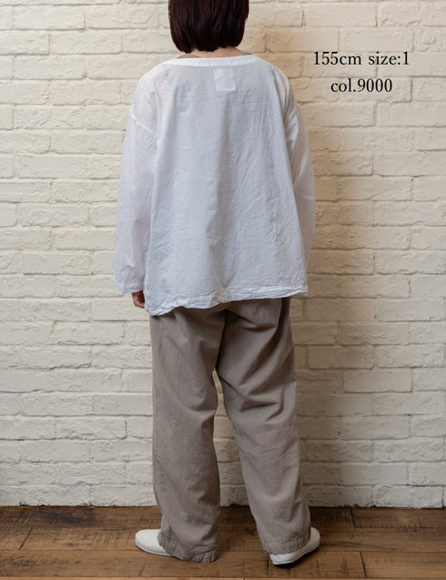 INAM2623 60s COTTON LAWN WASH BOAT NECK SMOCK