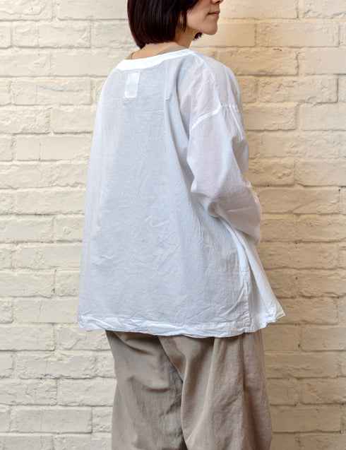 INAM2623 60s COTTON LAWN WASH BOAT NECK SMOCK