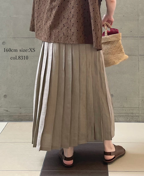 NOD0901 ILISH LINEN LOW WAIST PLEATS WRAP SKIRT LENGTH 80cm (WITH PIN)