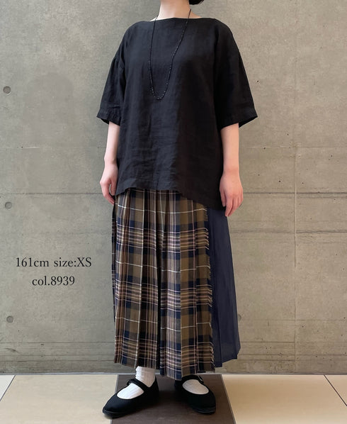 NOD2501PW ILISH LINEN LOW WAIST PLEATS WRAP SKIRT LENGTH 80cm