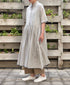 INMDS26064 HANDWOVEN COTTON STRIPE REGULAR COLLAR SHIRTS DRESS WITH RAJASTHAN GATHER