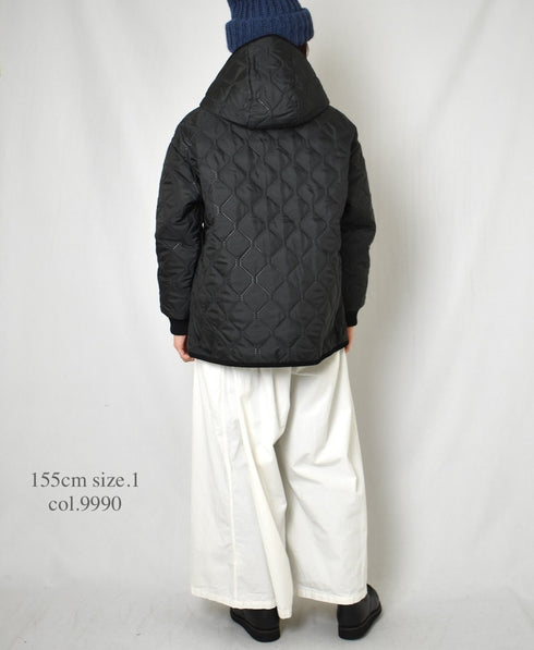 NAM2561PP PLAIN POLYESTER×PLAIN POLYESTER OVERSIZED HOODED JACKET WITH RIBBED CUFF