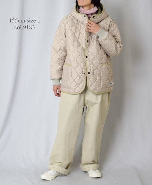 NAM2561PP PLAIN POLYESTER×PLAIN POLYESTER OVERSIZED HOODED JACKET WITH RIBBED CUFF