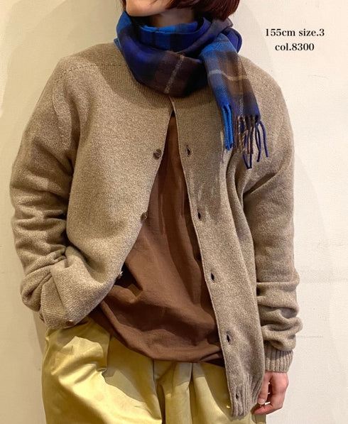 JNAMP2651 SUPER FINE LAMBSWOOL CREW NECK SADDLE SHOULDER CARDIGAN