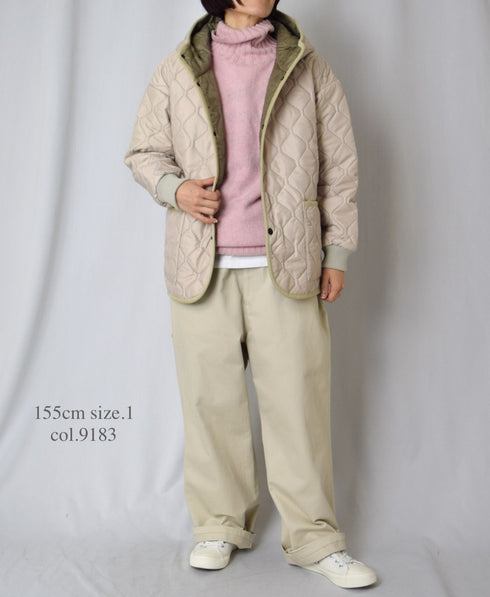 NAM2561PP PLAIN POLYESTER×PLAIN POLYESTER OVERSIZED HOODED JACKET WITH RIBBED CUFF