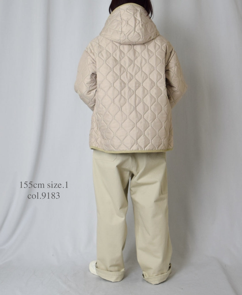 NAM2561PP PLAIN POLYESTER×PLAIN POLYESTER OVERSIZED HOODED JACKET WITH RIBBED CUFF