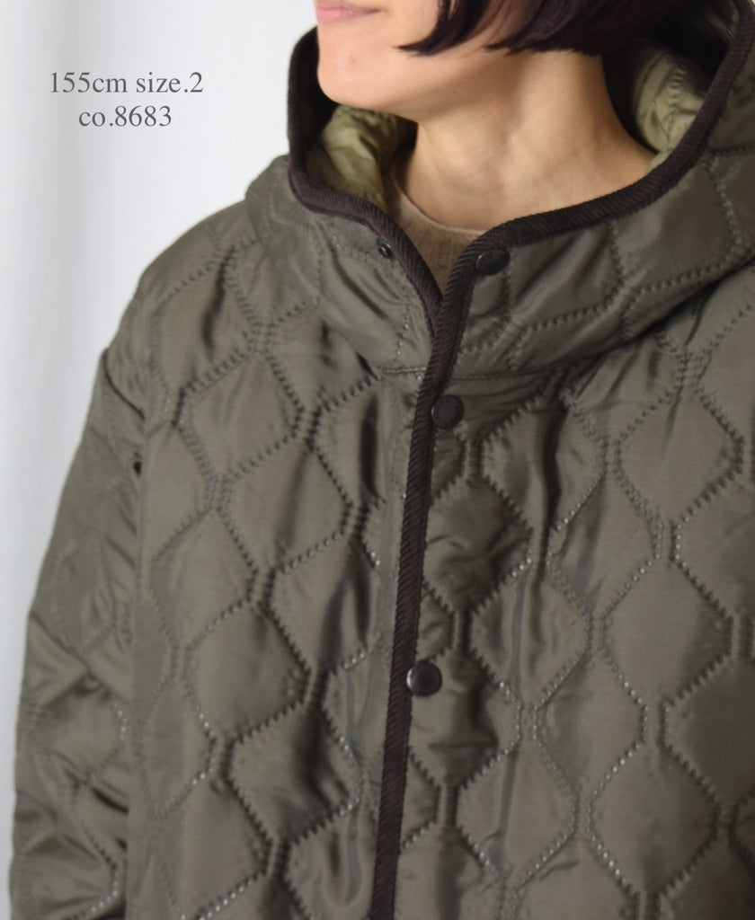 NAM2562PP PLAIN POLYESTER×PLAIN POLYESTER OVERSIZED MID-LENGTH HOODED COAT WITH RIBBED CUFF