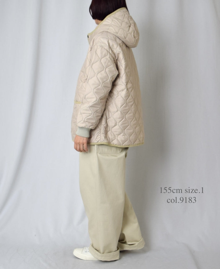 NAM2561PP PLAIN POLYESTER×PLAIN POLYESTER OVERSIZED HOODED JACKET WITH RIBBED CUFF
