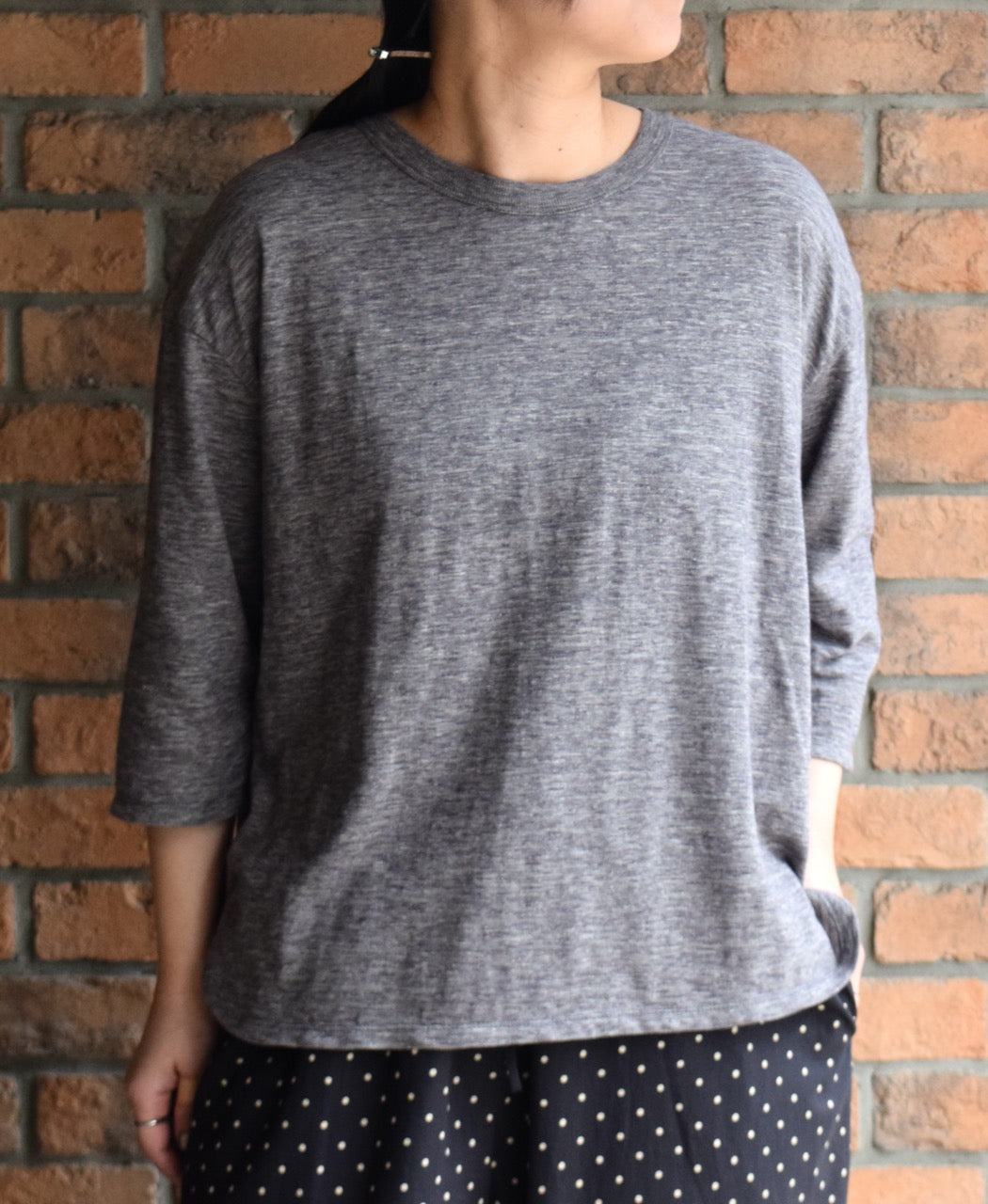 GNSL25041 SLUB VINTAGE CREW-NECK 3/4SL LONG SHIRT