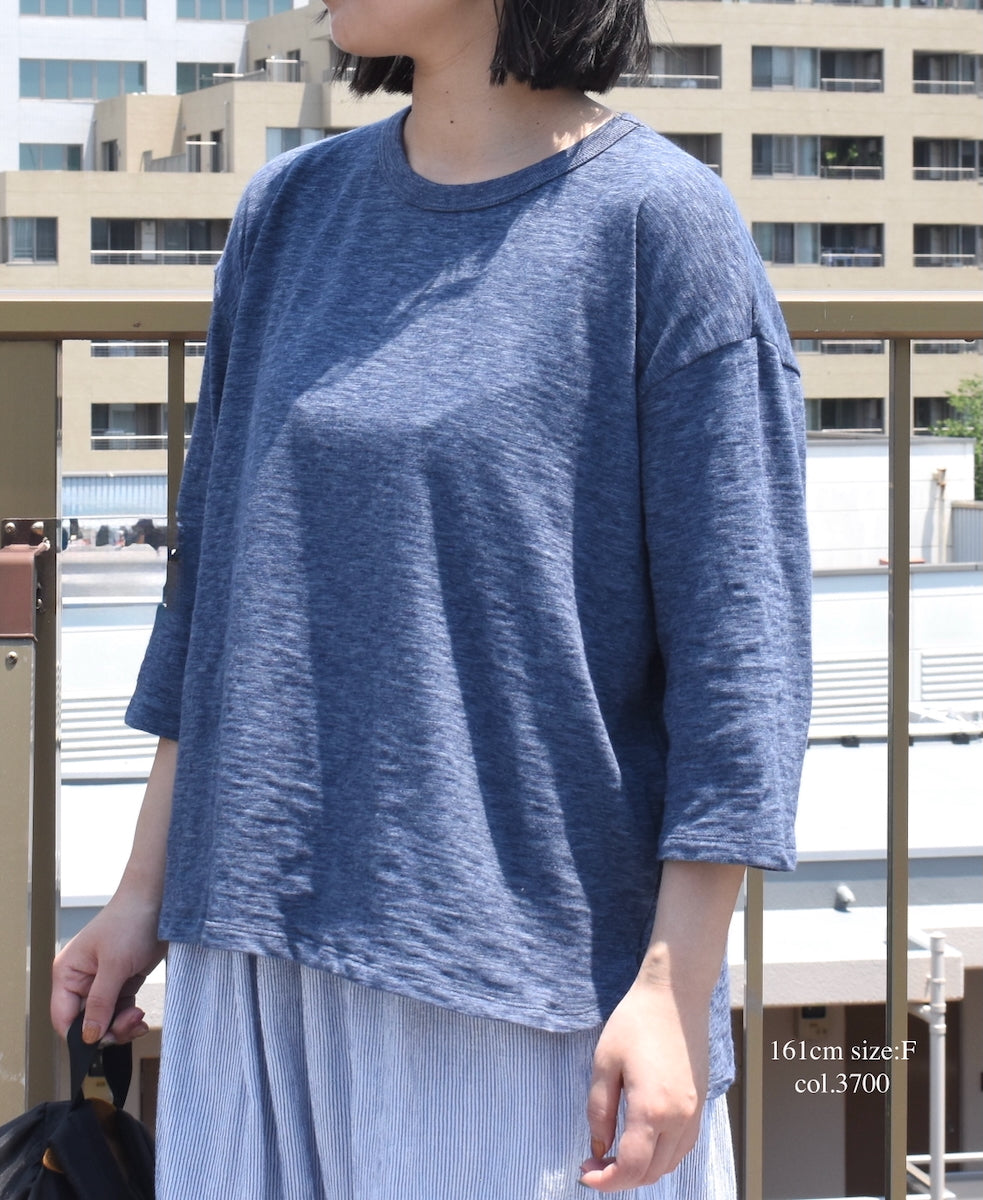 GNSL25041 SLUB VINTAGE CREW-NECK 3/4SL LONG SHIRT