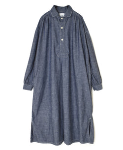 ISNAM2603CB NAVY (INDIGO) CHAMBRAY WORK GATHERED DRESS SHIRT