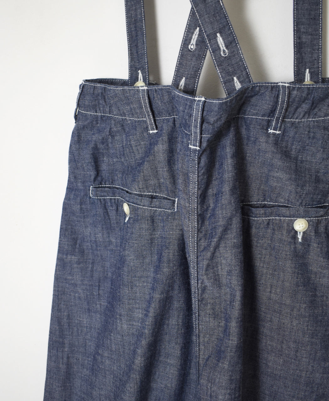 ISNAM2611CB NAVY (INDIGO) CHAMBRAY ADJUSTER TACK SKIRT WITH SUSPENDERS
