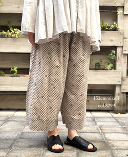 INMDS26085 80s VOILE SQUARE BLOCK PRINT EASY PANTS