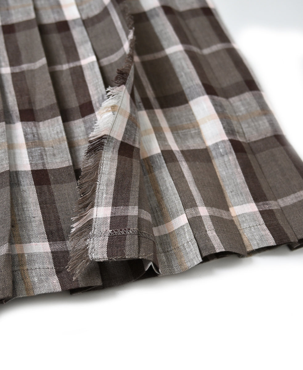 NOD0901 ILISH LINEN  LOW WAIST PLEATS WRAP SKIRT LENGTH 80cm (WITH PIN)