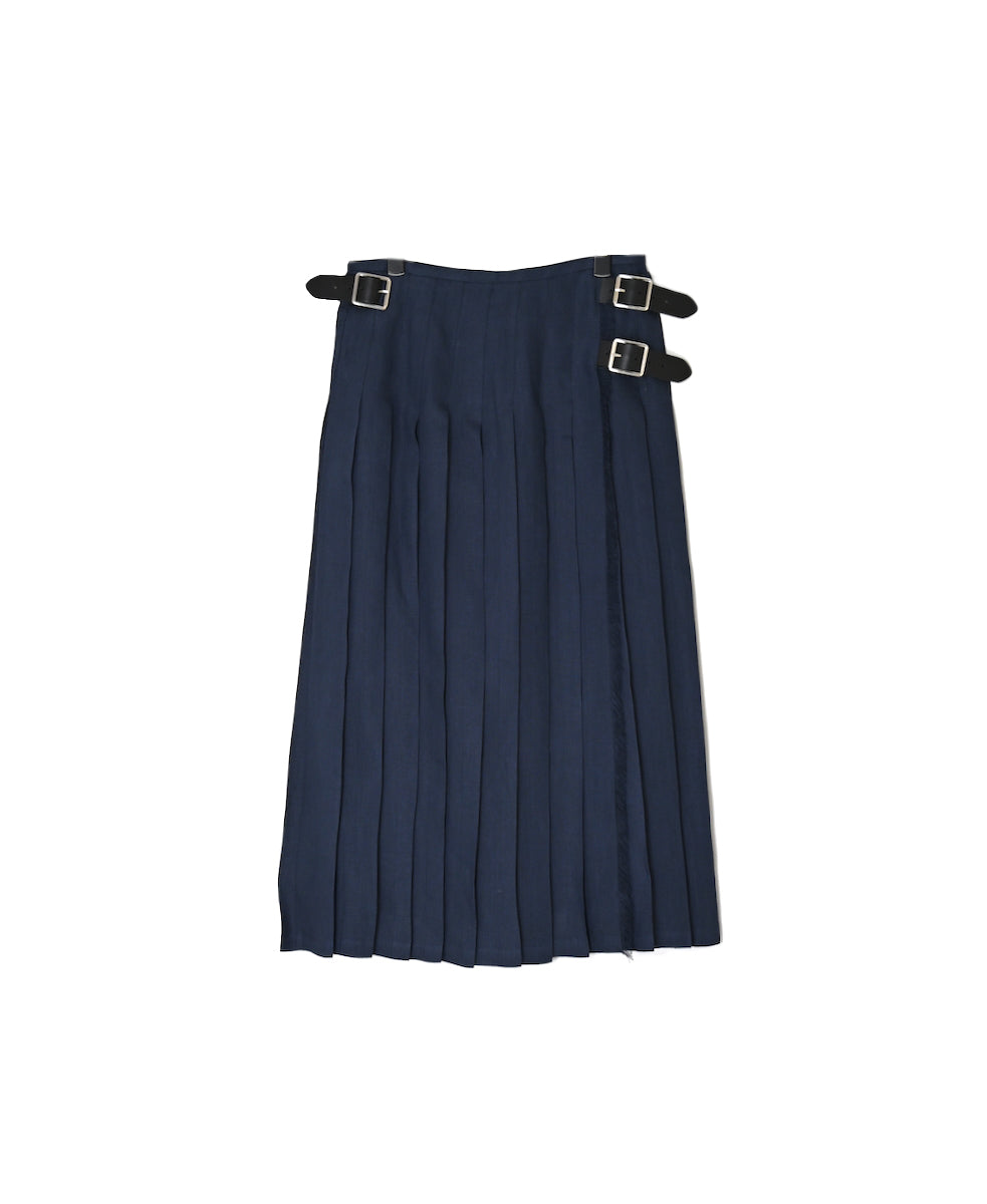 NOD0901 ILISH LINEN LOW WAIST PLEATS WRAP SKIRT LENGTH 80cm (WITH PIN)