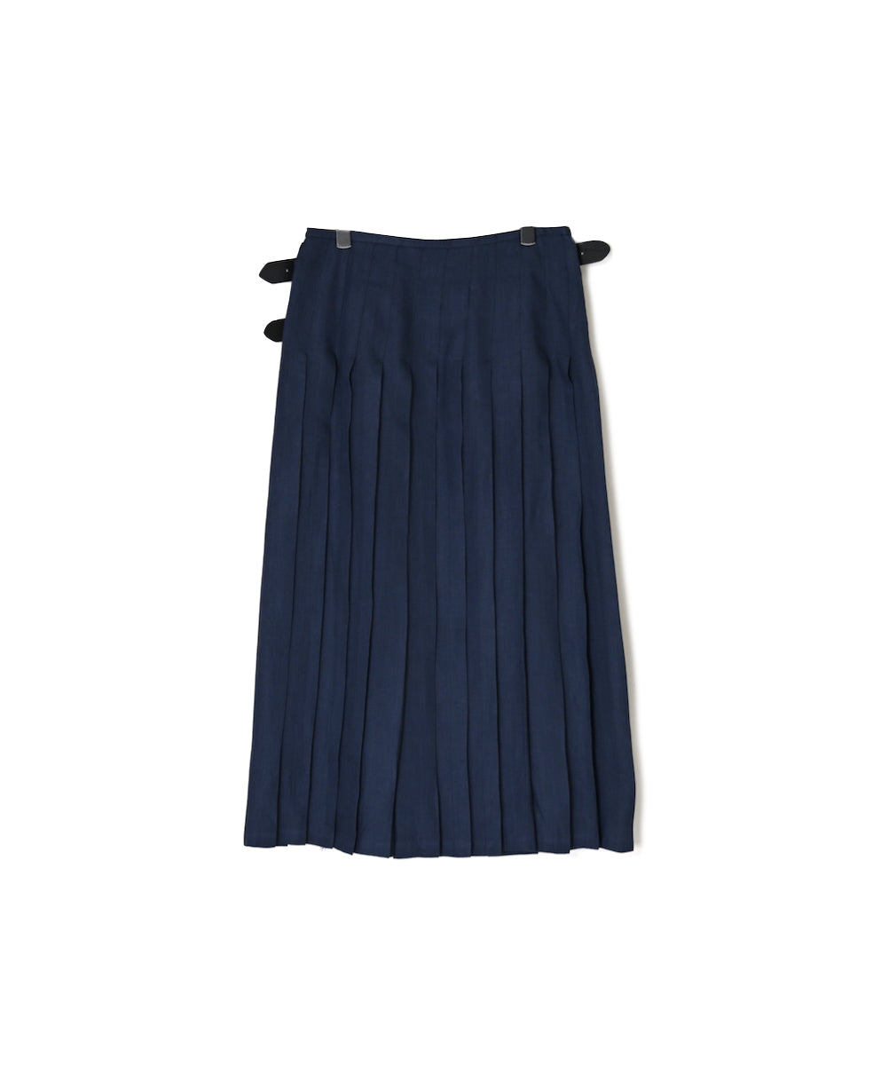 NOD0901 ILISH LINEN  LOW WAIST PLEATS WRAP SKIRT LENGTH 80cm (WITH PIN)