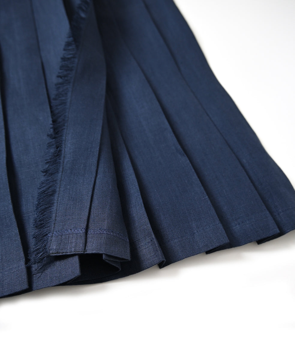 NOD0901 ILISH LINEN  LOW WAIST PLEATS WRAP SKIRT LENGTH 80cm (WITH PIN)