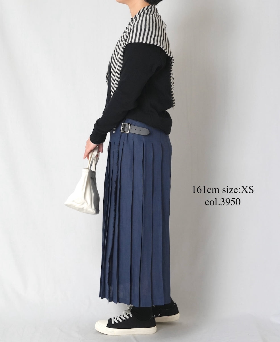 NOD0901 ILISH LINEN  LOW WAIST PLEATS WRAP SKIRT LENGTH 80cm (WITH PIN)