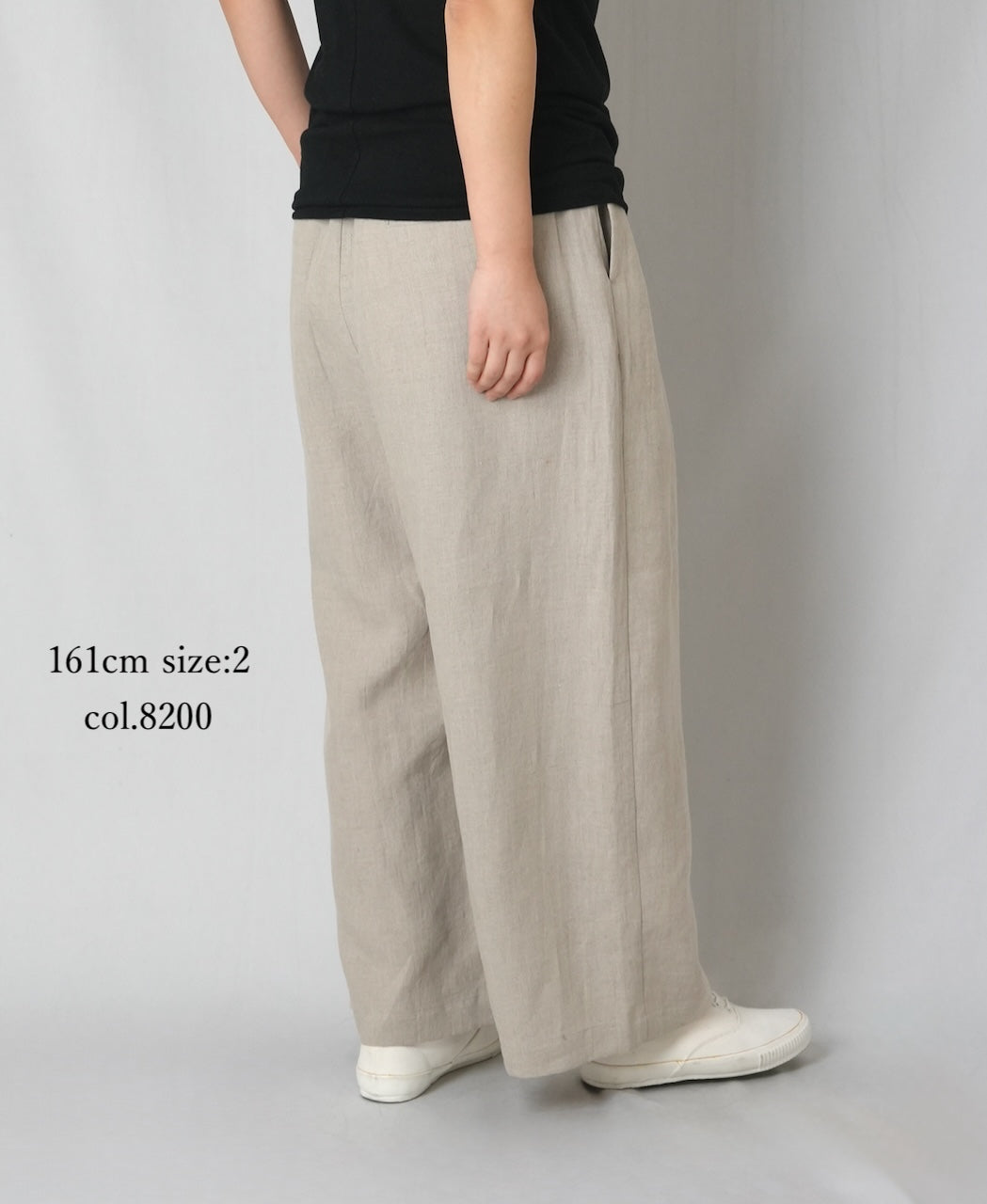 GNMDS2502FL 40s FRENCH LINEN DYED CANVAS 2TUCK WIDE EASY PANTS