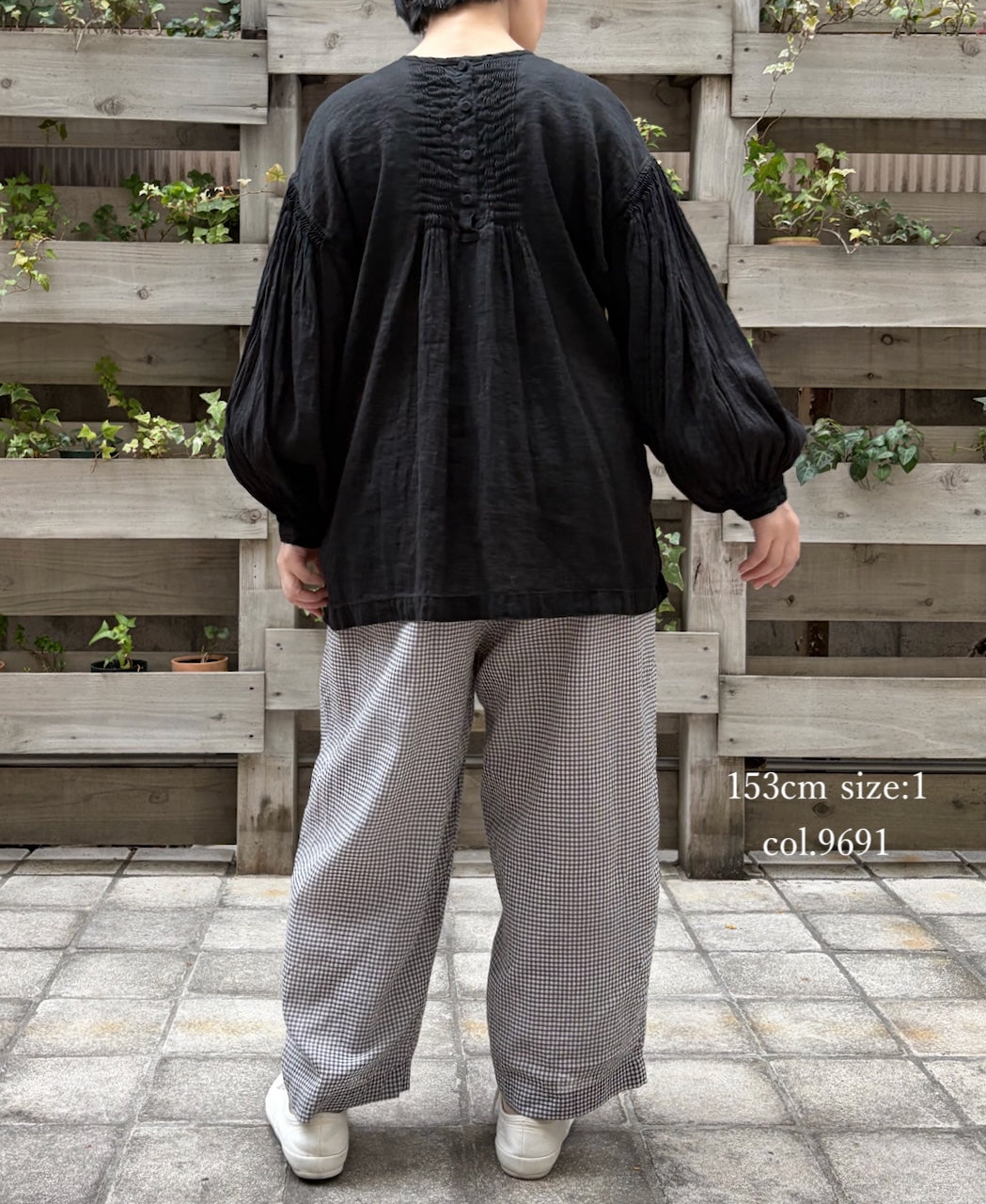 INMDS26025 HANDWOVEN COTTON/SILK SMALL GINGHAM CHECK 2 TUCK TAPERED EASY PANTS