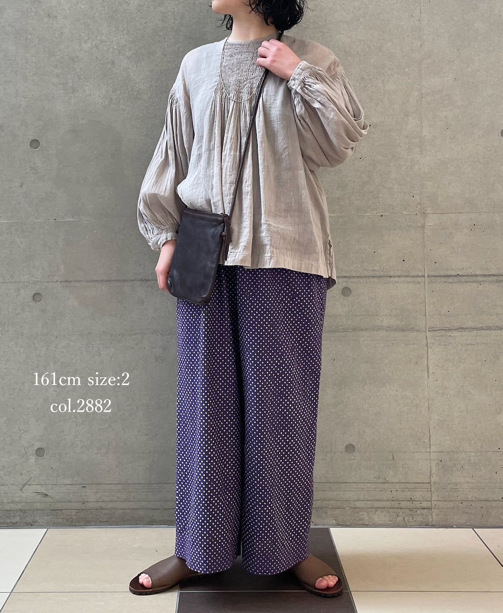 INMDS26085 80s VOILE SQUARE BLOCK PRINT EASY PANTS