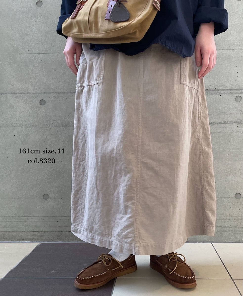 INHT2514CLD COTTON LINEN PLAIN OVERDYE EASY SKIRT