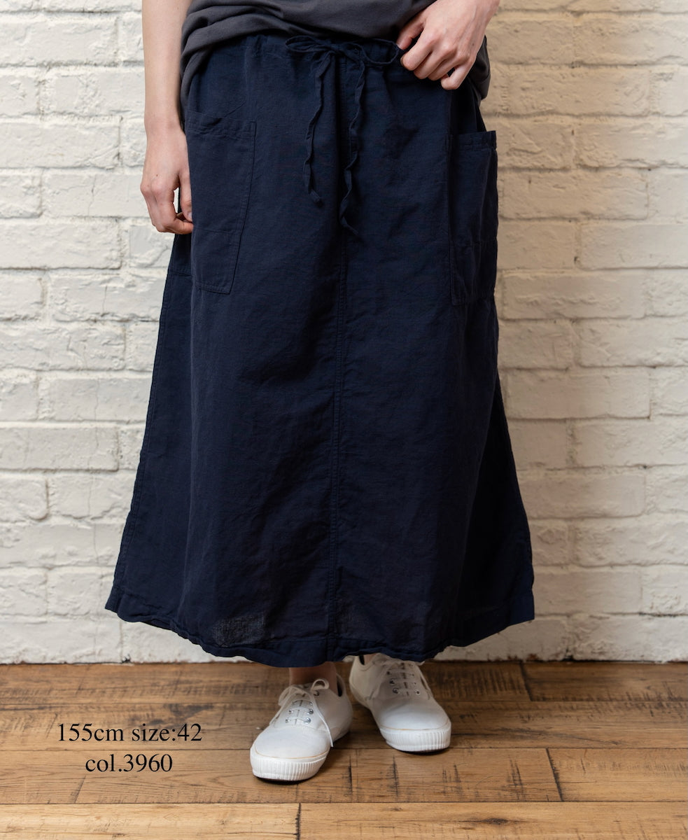 INHT2514CLD COTTON LINEN PLAIN OVERDYE EASY SKIRT