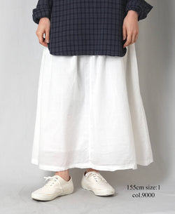 INAM2624 60s COTTON LAWN WASH PLEATED EASY SKIRT WITH LINING