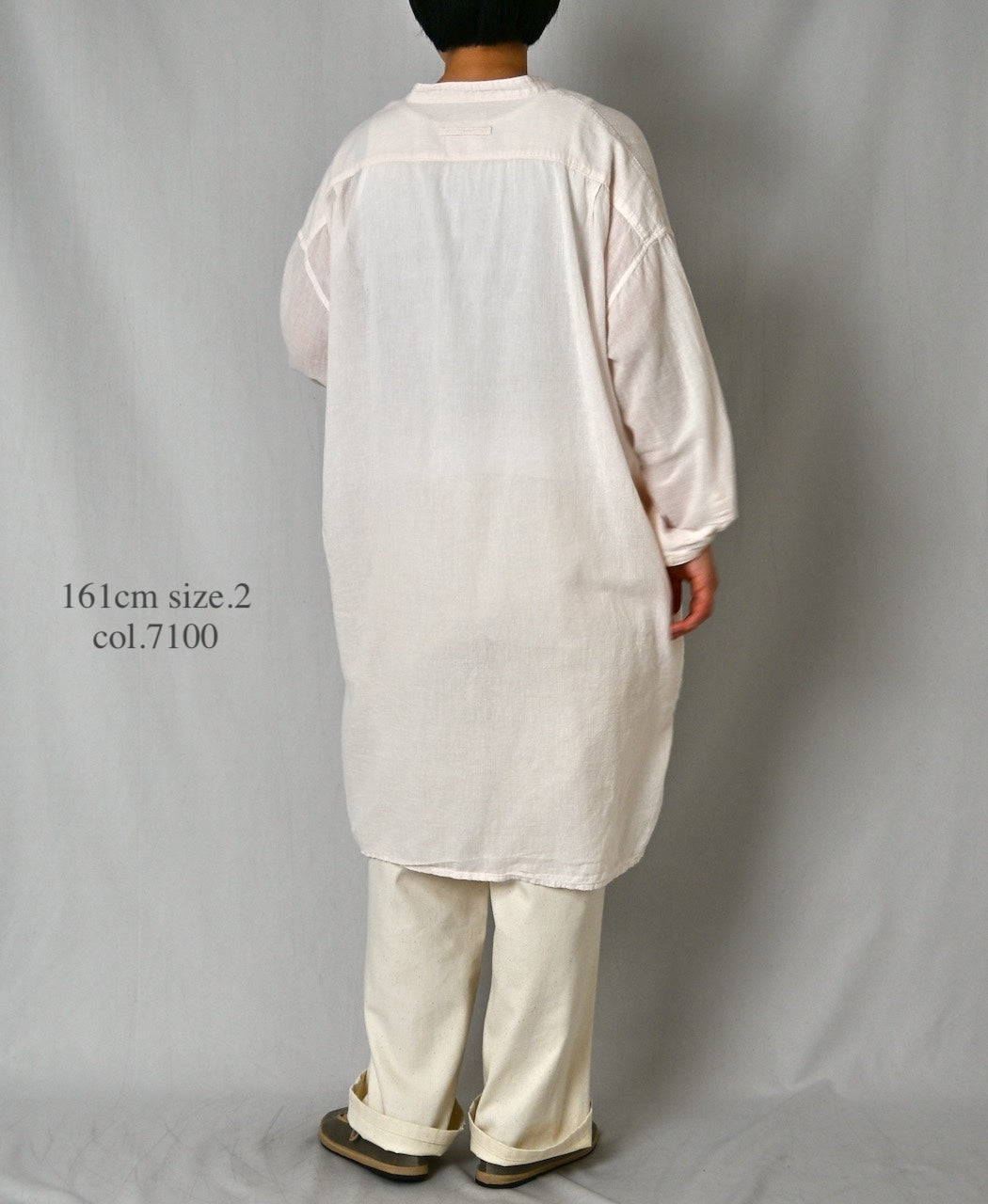 INAM2503G3D 30s GAUZE OVERDYE UTILITY BANDED COLLAR LONG SHIRT