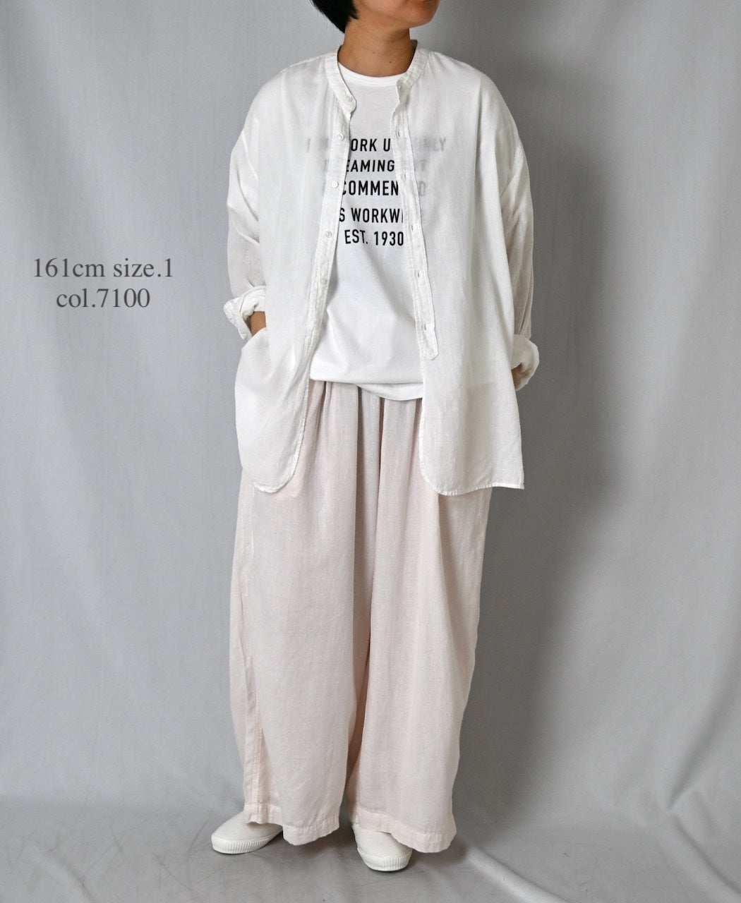 INAM2505G3D 30s GAUZE OVERDYE GATHERED EASY PANTS WITH LINING