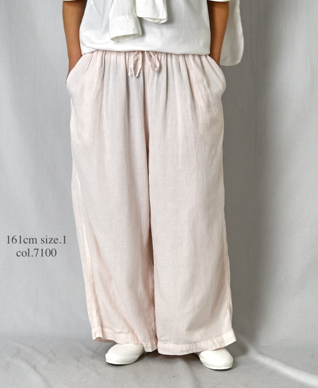 INAM2505G3D 30s GAUZE OVERDYE GATHERED EASY PANTS WITH LINING