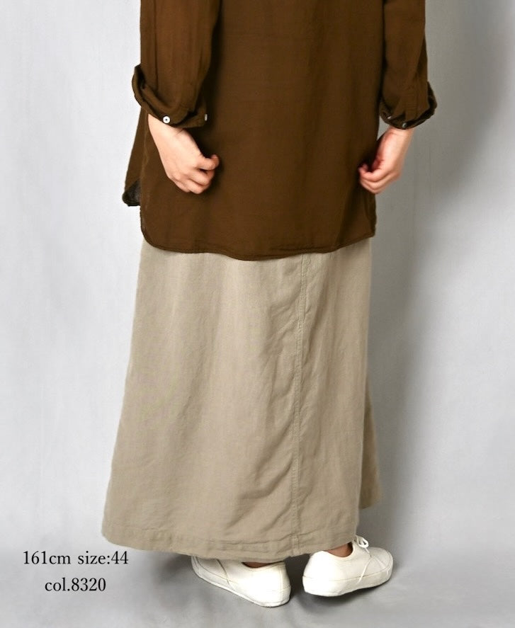 INHT2514CLD COTTON LINEN PLAIN OVERDYE EASY SKIRT