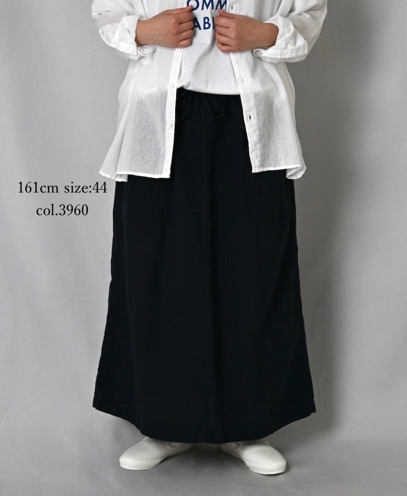 INHT2514CLD COTTON LINEN PLAIN OVERDYE EASY SKIRT
