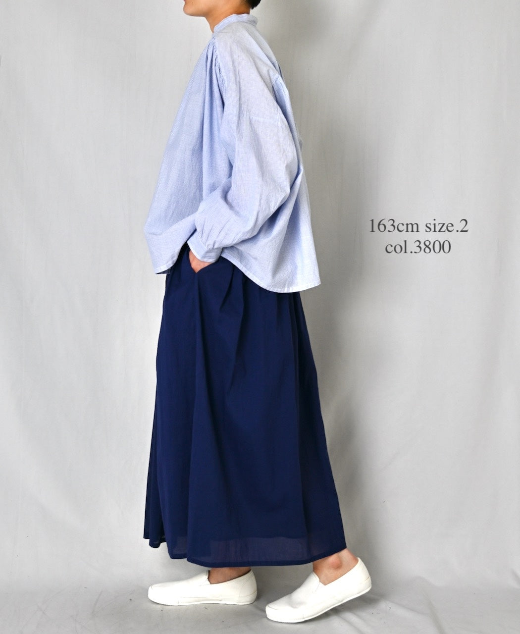 NSL26025 80s COTTON VOILE PLAIN GATHERED SKIRT