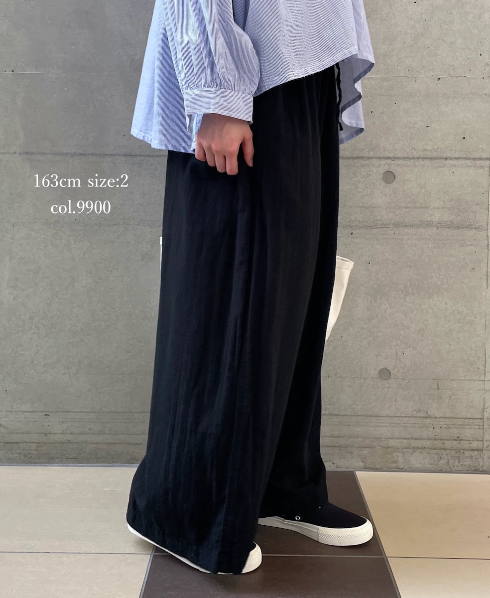 INAM2505G3D 30s GAUZE OVERDYE GATHERED EASY PANTS WITH LINING