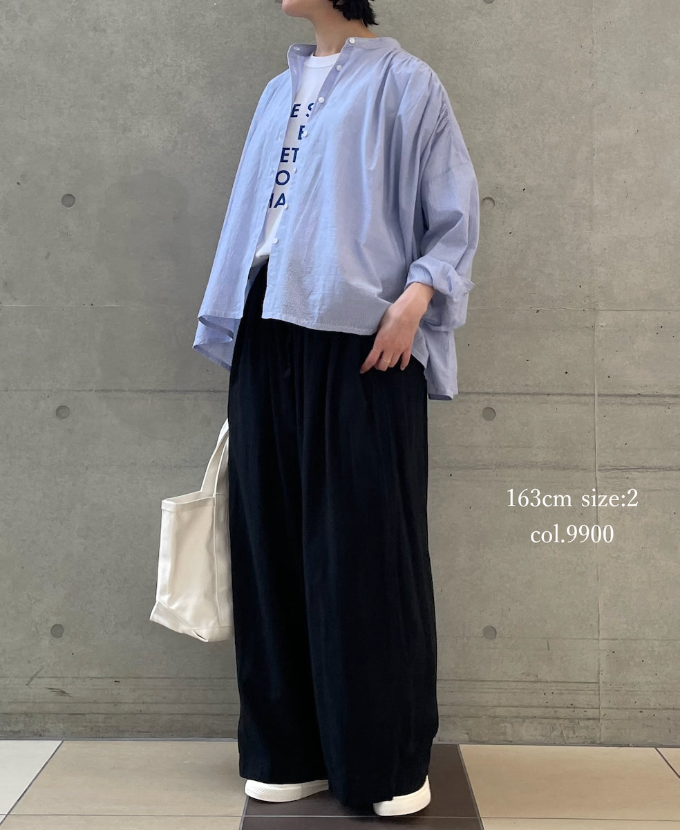 INAM2505G3D 30s GAUZE OVERDYE GATHERED EASY PANTS WITH LINING