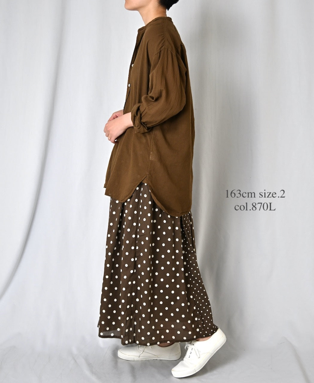 NSL26057 80s COTTON VOILE DOT PRINT PATCHWORK GATHERED SKIRT