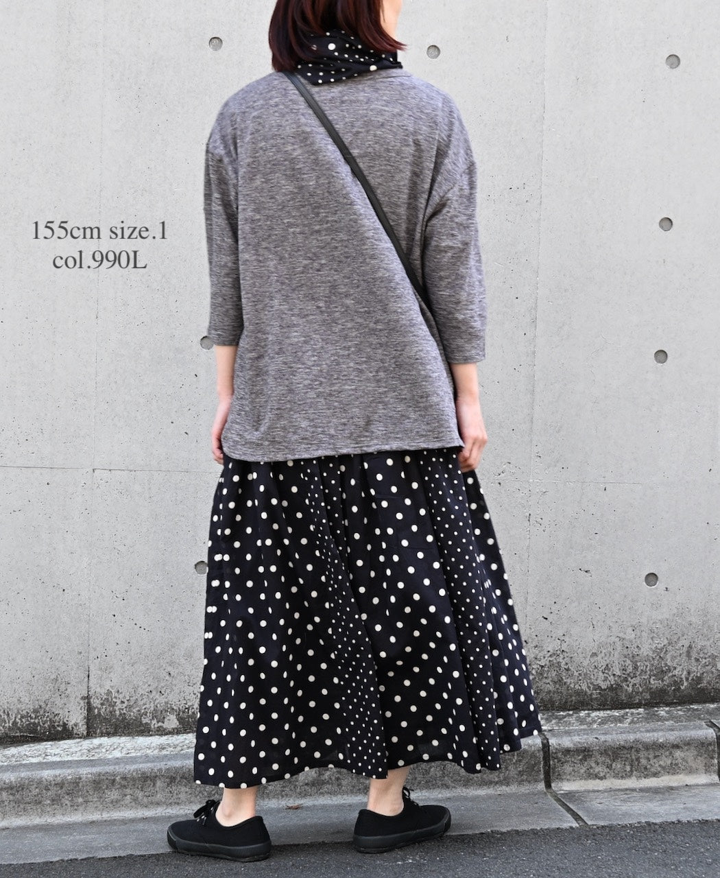 NSL26057 80s COTTON VOILE DOT PRINT PATCHWORK GATHERED SKIRT