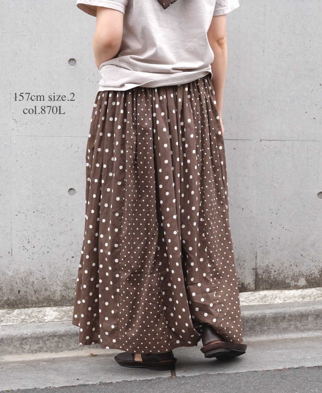 NSL26057 80s COTTON VOILE DOT PRINT PATCHWORK GATHERED SKIRT