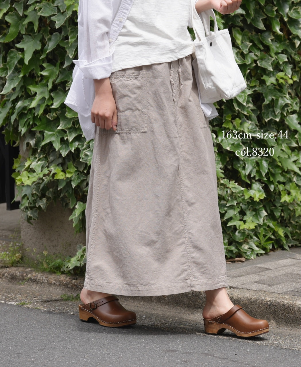 INHT2514CLD COTTON LINEN PLAIN OVERDYE EASY SKIRT