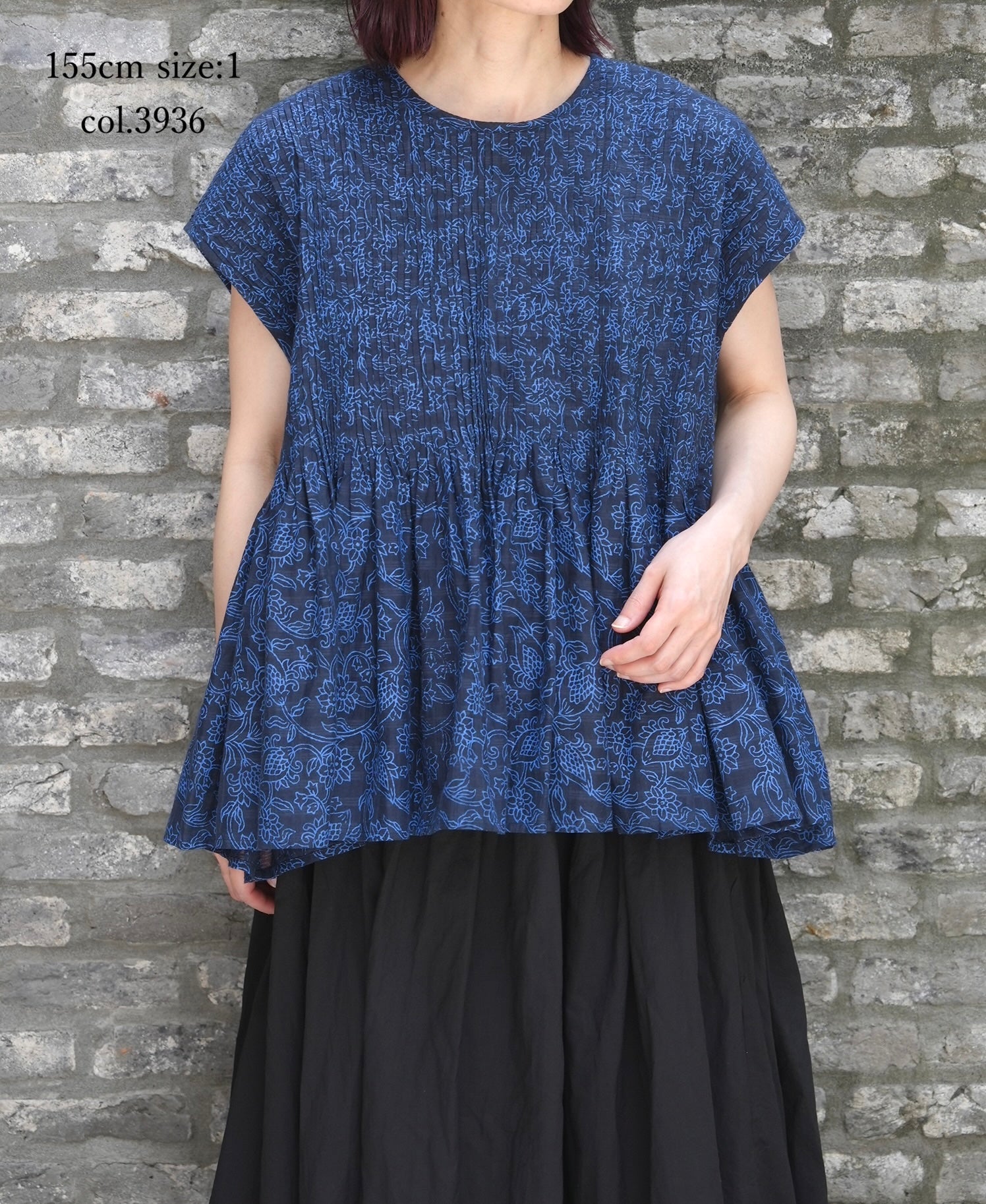 INMDS26096 POWER LOOM COTTON DOBIE CHECK FLOWER HAND SCREEN PRINT CREW-NECK FRENCH/SL SHIRTS